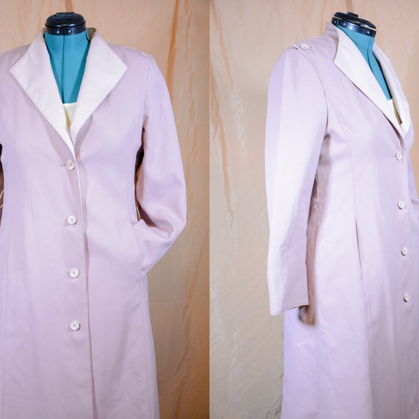 70s Pink Purple Violet Lilac Trench Coat Windbreaker Women's Light Duster Long Jacket Spring