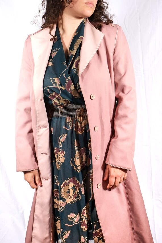 70s Pink Purple Violet Lilac Trench Coat Windbrea… - image 9