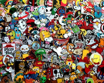 Parches termoadhesivos de personajes de dibujos animados: mezcla aleatoria de logotipos de películas de superhéroes para niños