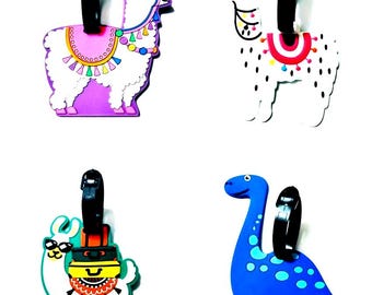 Llama Luggage Tag: Silicone Animal Bag ID Tag for Kids