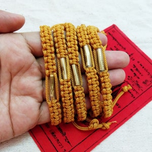 10 Pcs SAI SIN & Takut Brown Bracelet Buddha Thai Amulet Sacred Protect life Wristband Lucky Wealthy Holy