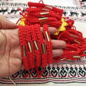 10 Pcs SAI SIN & Takut Red Bracelet Buddha Thai Amulet Sacred Protect life Wristband Lucky Wealthy Holy