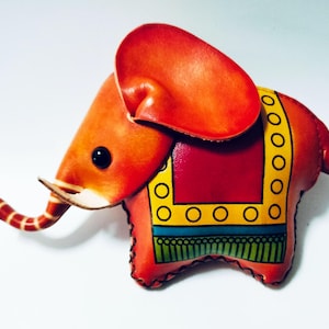 Echtleder Elefant Orange Geldbörse, Tier Geldbörse, abnehmbarer Wristlet Strap Beutel, Reißverschluss, besonderes Geschenk