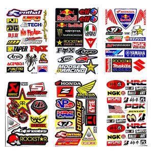 6Pc. Sticker Sheets Motorcycle Car ATV Bike Motor Sport Racing Stickers Helmet Decal waterproof vinyl ST021