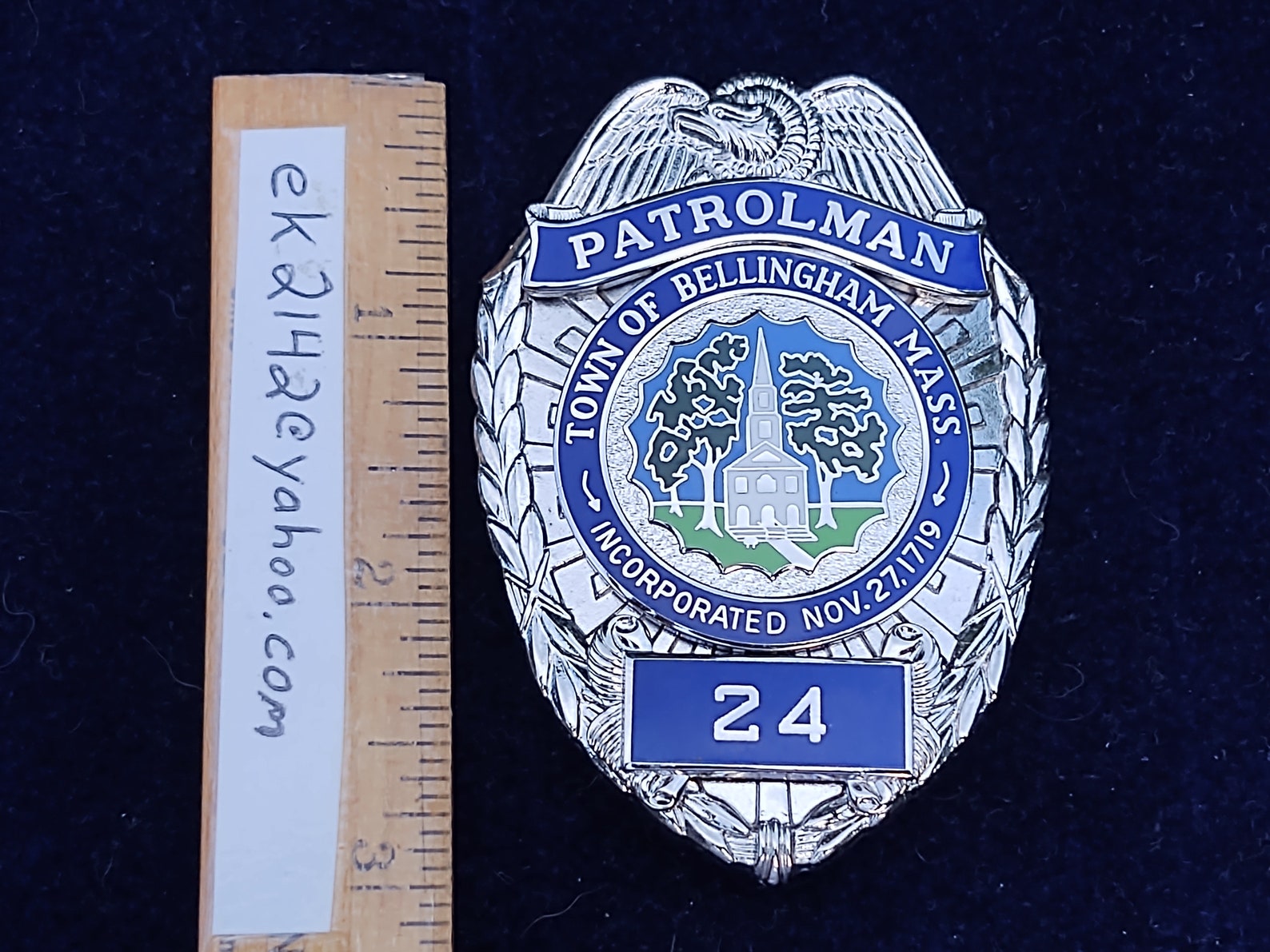 Patrolman Town Of Bellingham Police MA Badge Mass Etsy