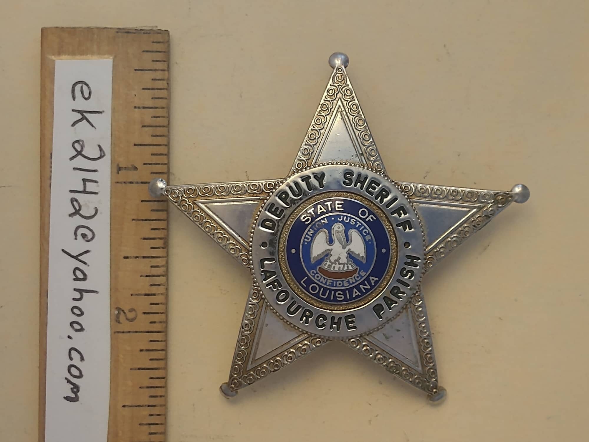 Deputy Sheriff Lafourche Parish Gold 5 Point Star Badge Etsy
