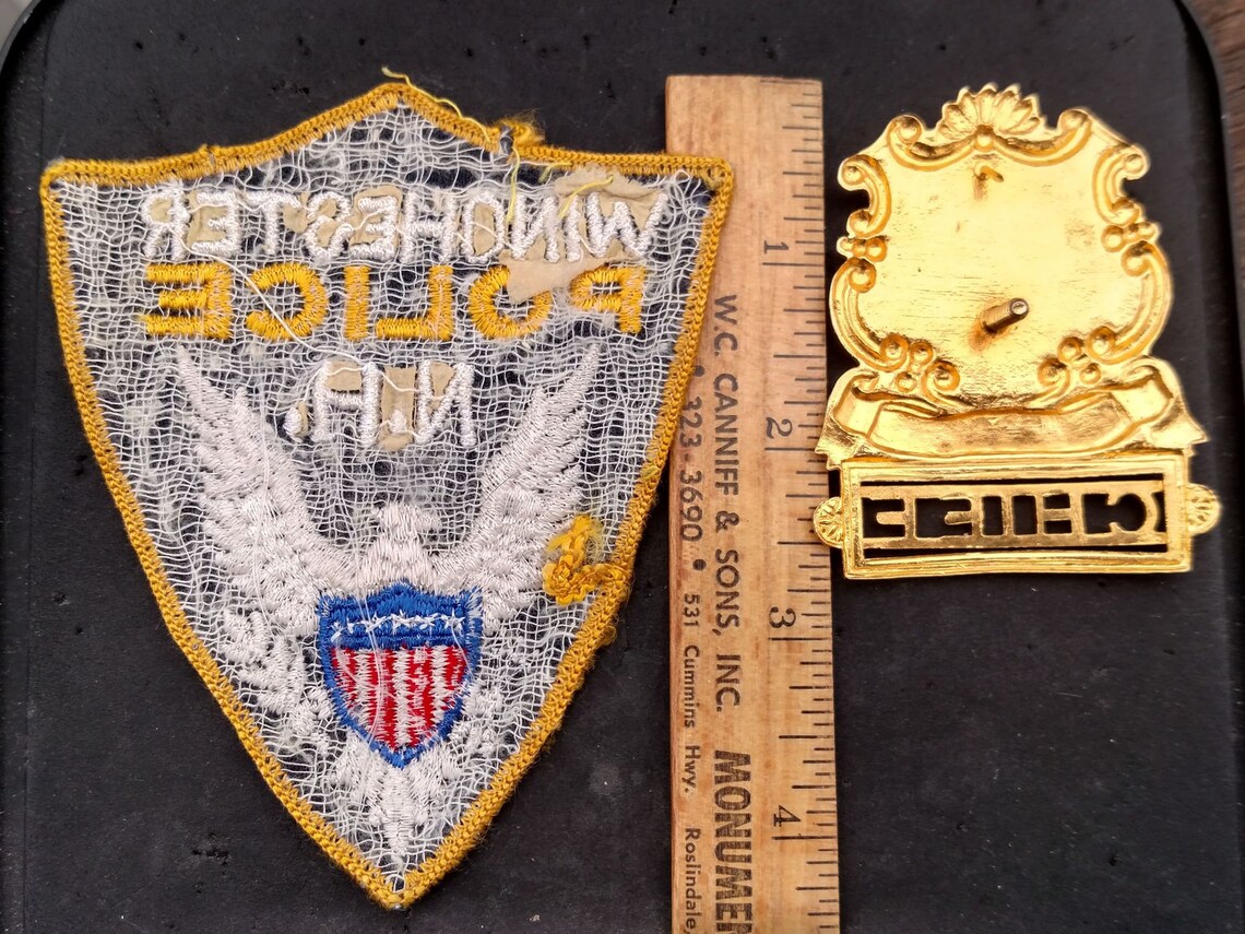 Winchester NH Police Chief Hat Badge & Old Used Patch Vintage Etsy