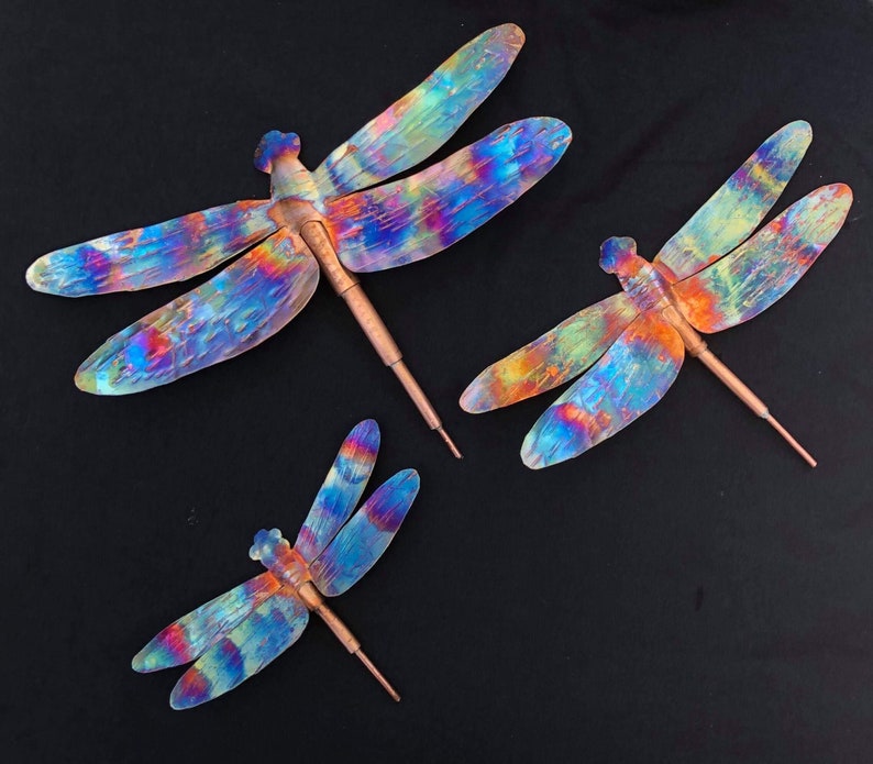 Dragonfly Copper Wall Hanging Metal Garden Yard Art Etsy