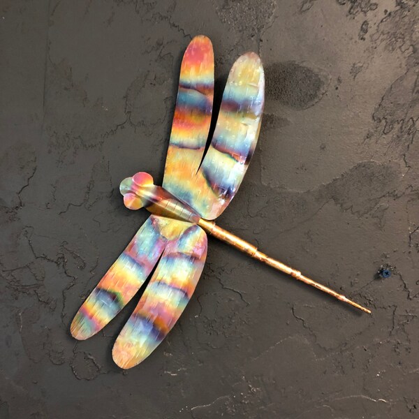 Dragonfly Copper Wall Hanging Metal Garden Yard Art