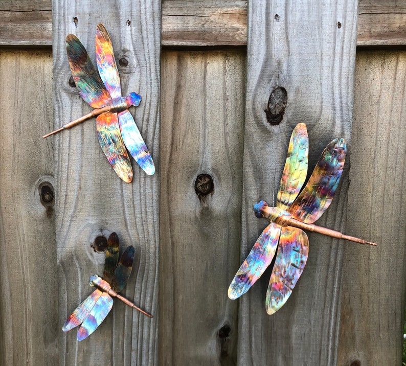 Dragonfly Copper Wall Hanging Metal Garden Yard Art Etsy