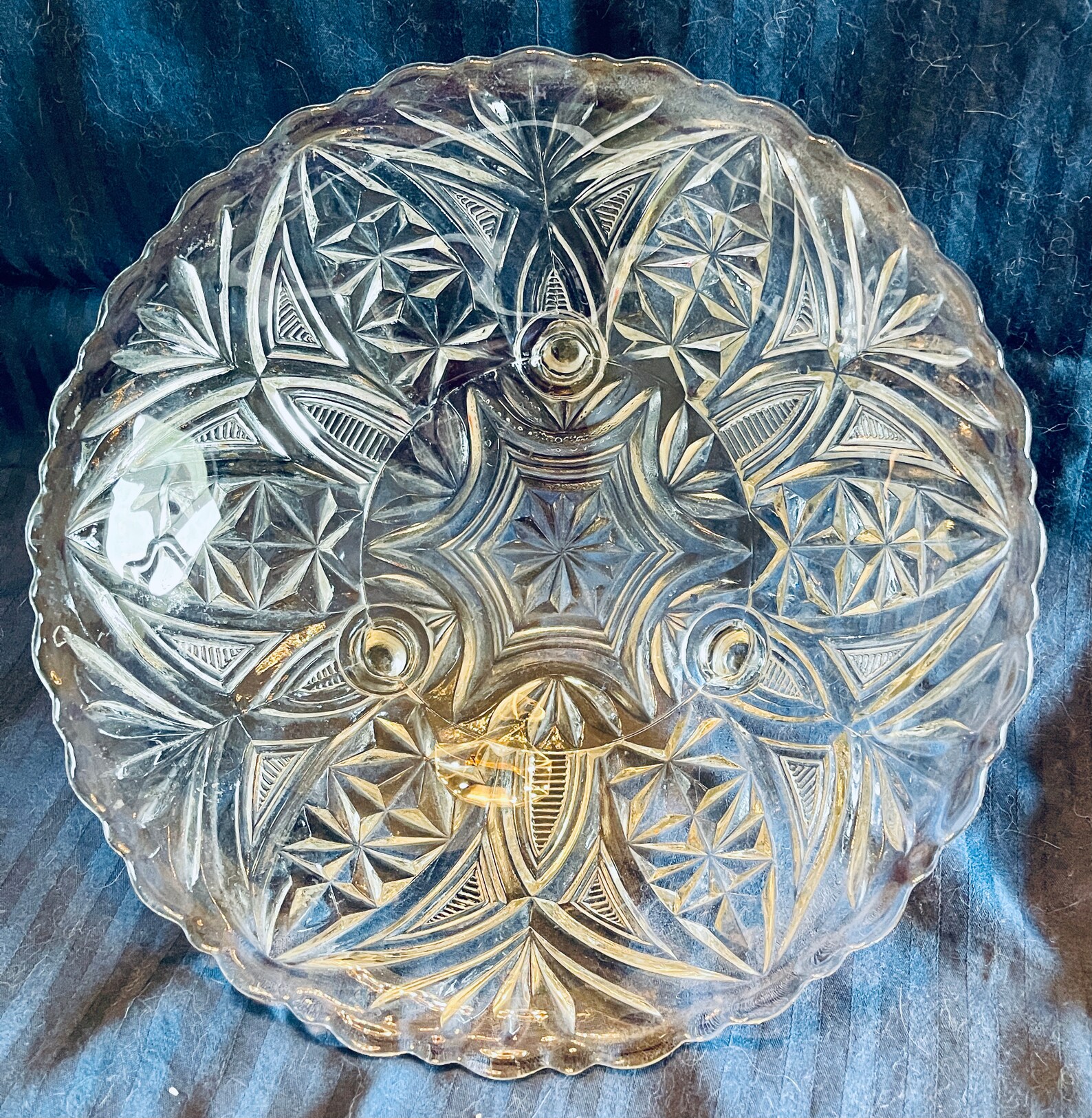 Vintage 3 Legged Clear Glass Serving Bowl Etsy