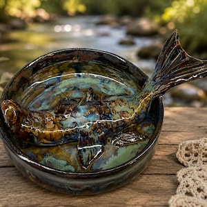 Handmade Pottery Fish Bowl | Sculptural Ceramic Fish Dish | Costal Home Decor | Ocean Inspired Pottery | Unique Gift | Handbuilt Stoneware