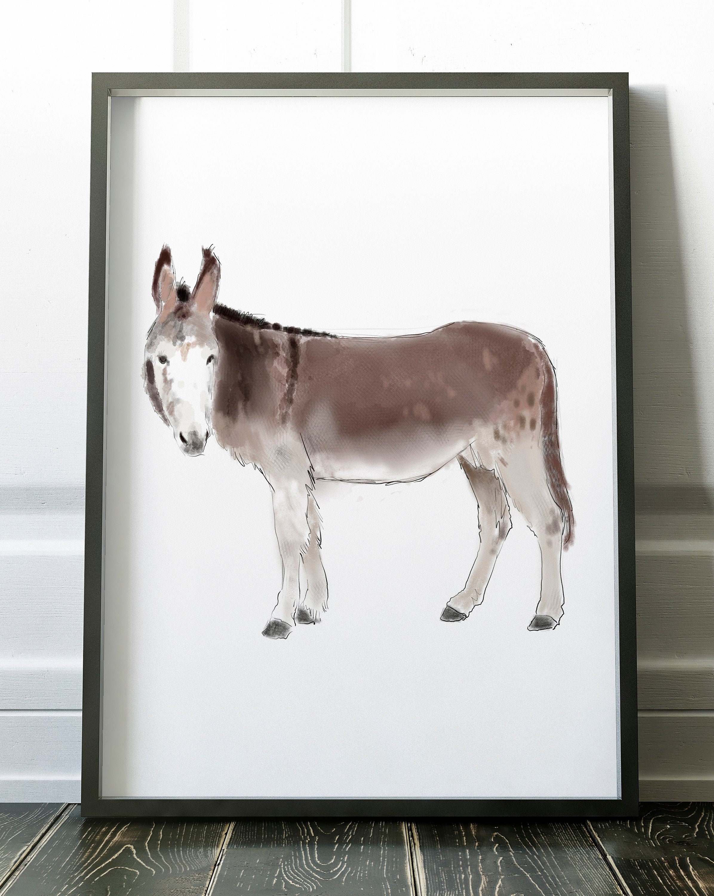 Donkey Wall Art Donkey Print for Home Office or Kids Room Etsy