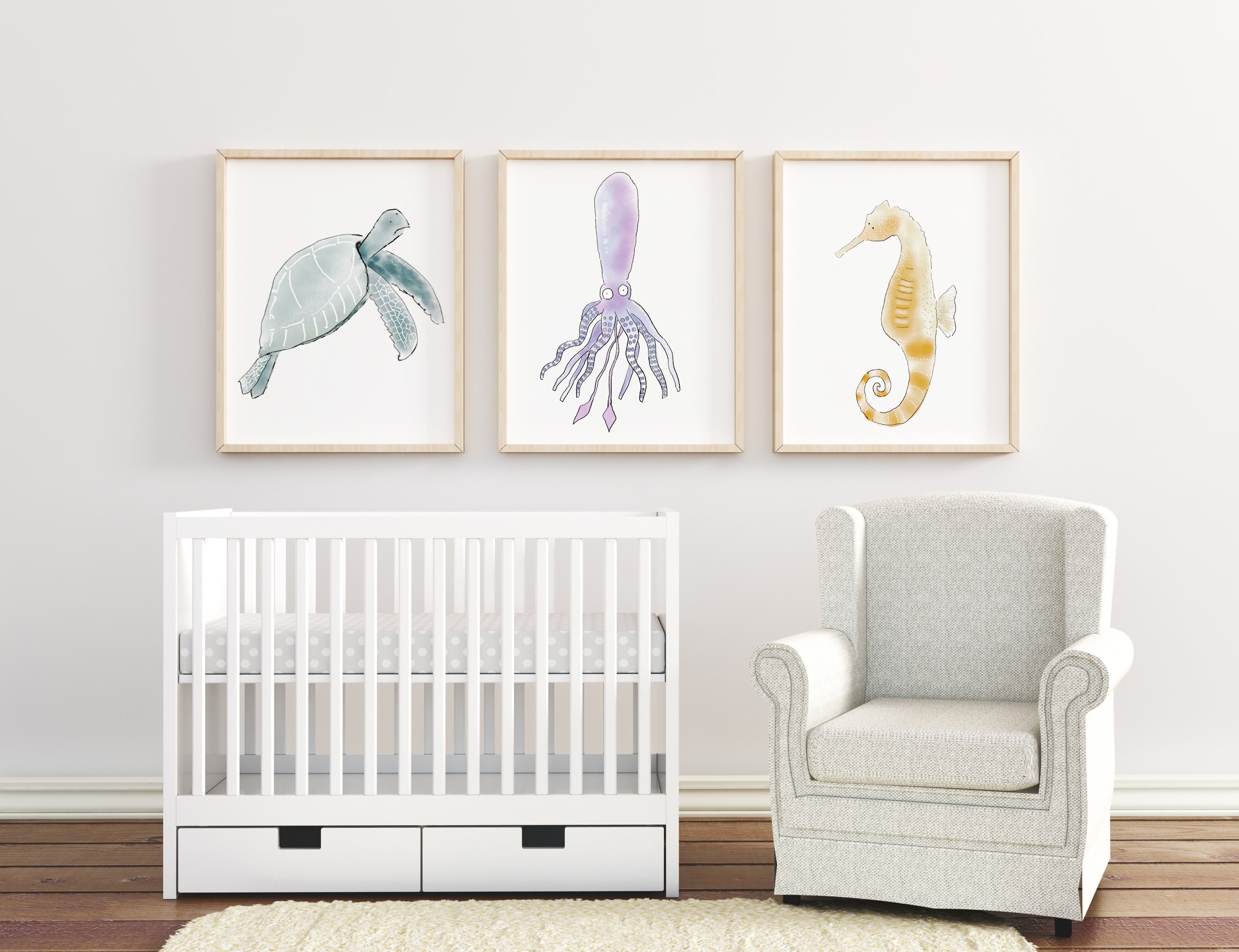 Ocean Decor For Kids Bedroom Sea Life Prints Nursery Decor Etsy