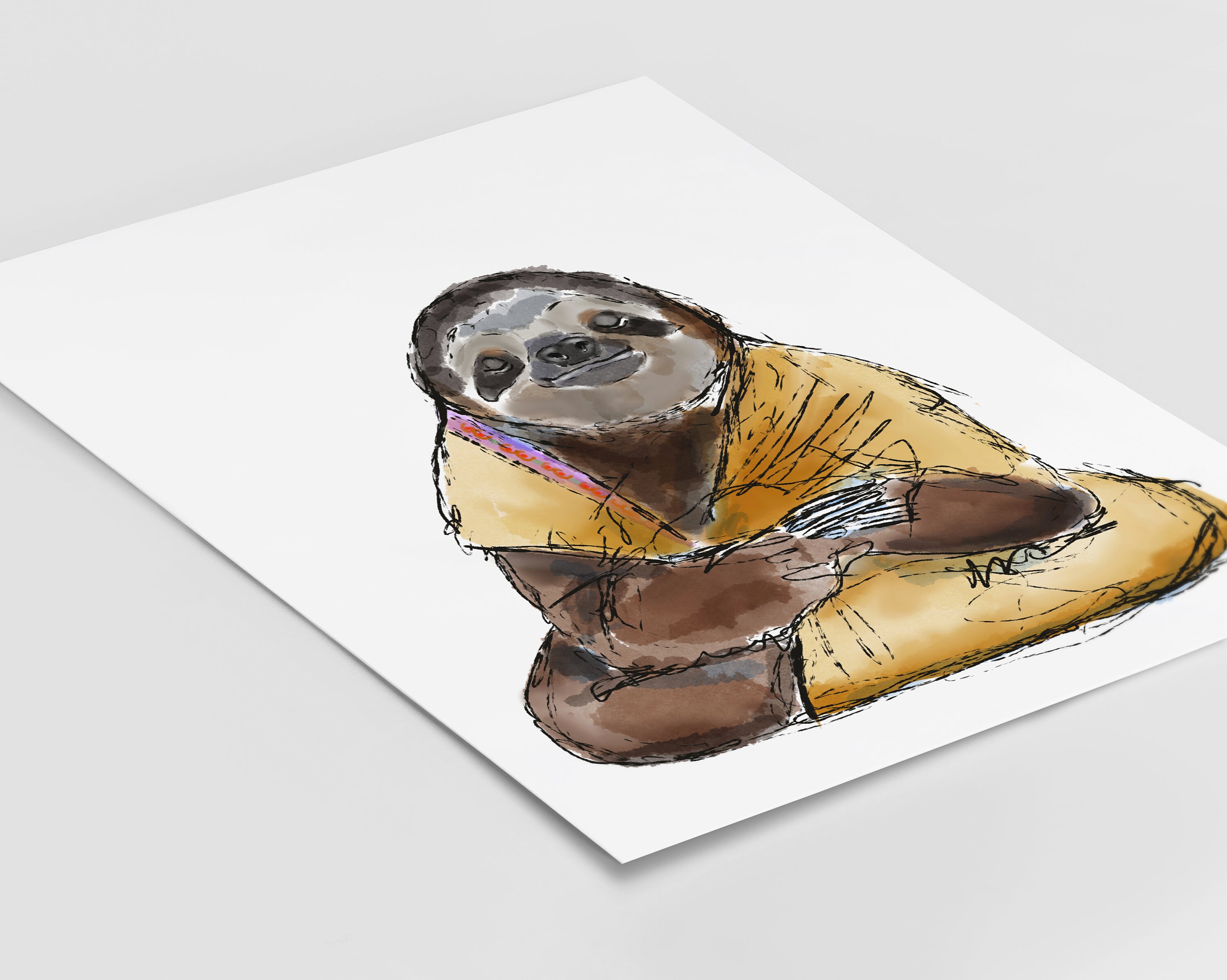 Sloth Yoga Wall Art Zen Print Home and Office Decor Etsy