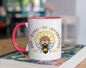 Zonnebloem koffiemok, Bee Kind Mok, Kindness Koffie mok, Bee Kind to Everyone, Honey Bee Mug, Botanische Mok, Be Kind Mok, Bee Koffie Mok