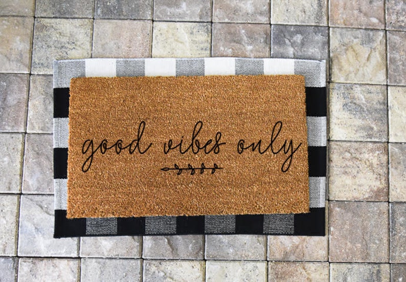 Coir Doormat Mat Doormat Outdoor Good Vibes Only Etsy