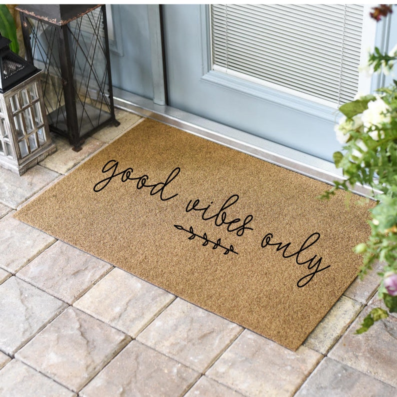 Coir Doormat Mat Doormat Outdoor Good Vibes Only Etsy