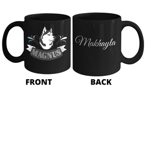 Personalized Dog Mug, Custom Dog Mug, Custom Pet Mug, Husky Mug, Husky Lover Gift, Husky Dad Mug, Siberian Husky Mug, Black Mug 15oz