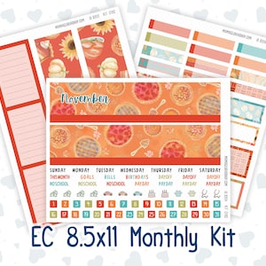 EC 8.5x11 Mensual - Kit 0192 - Acción de Gracias - Noviembre - Para planificadores de Erin Condren