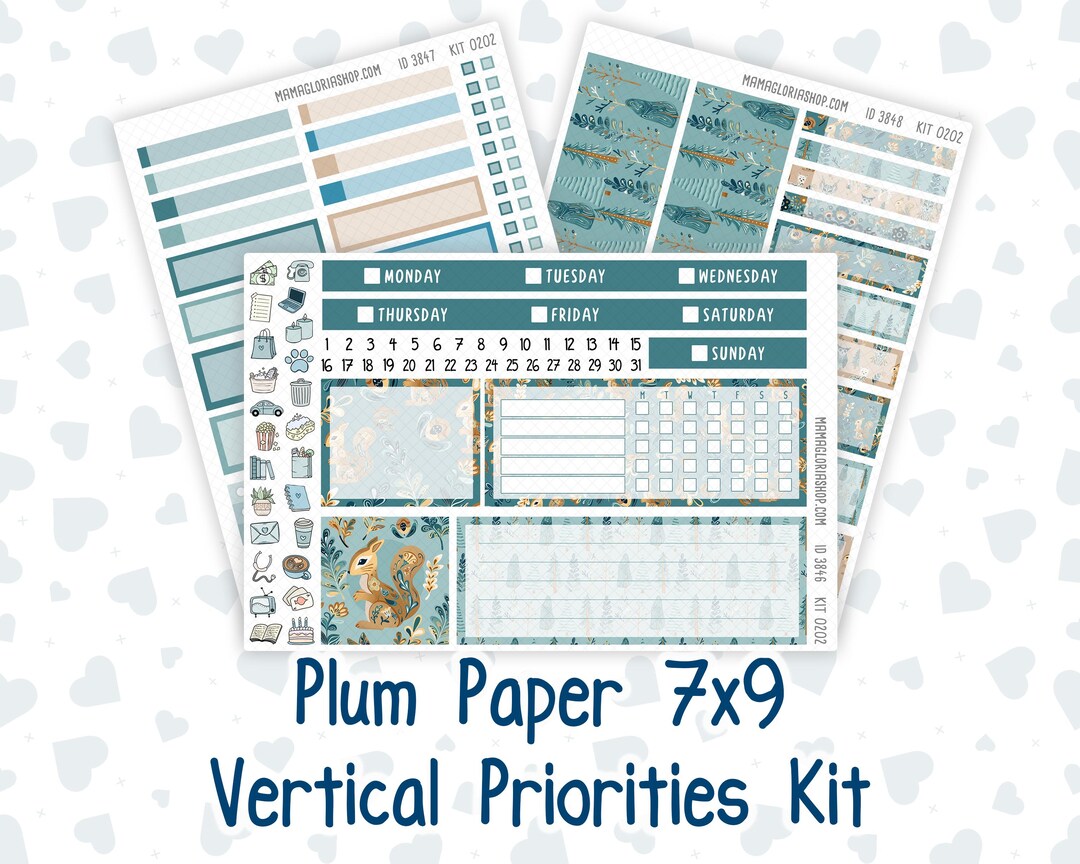 Kit 0202- 7x9 Plum Paper Vertical Priorities - Folky Forest - January ...