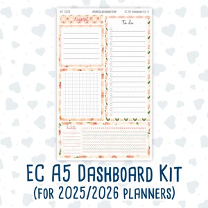 Kit 0228- A5 - EC Notes Pages - August - Just Peachy - Dashboard Kit | Productivity Page