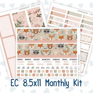 EC 8.5x11 Mensual - Kit 0209 - Amigos del bosque - Marzo - Para planificadores de Erin Condren