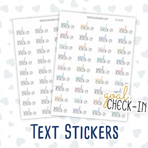 Check-in op doel - tekststickers voor planners - handgeschreven