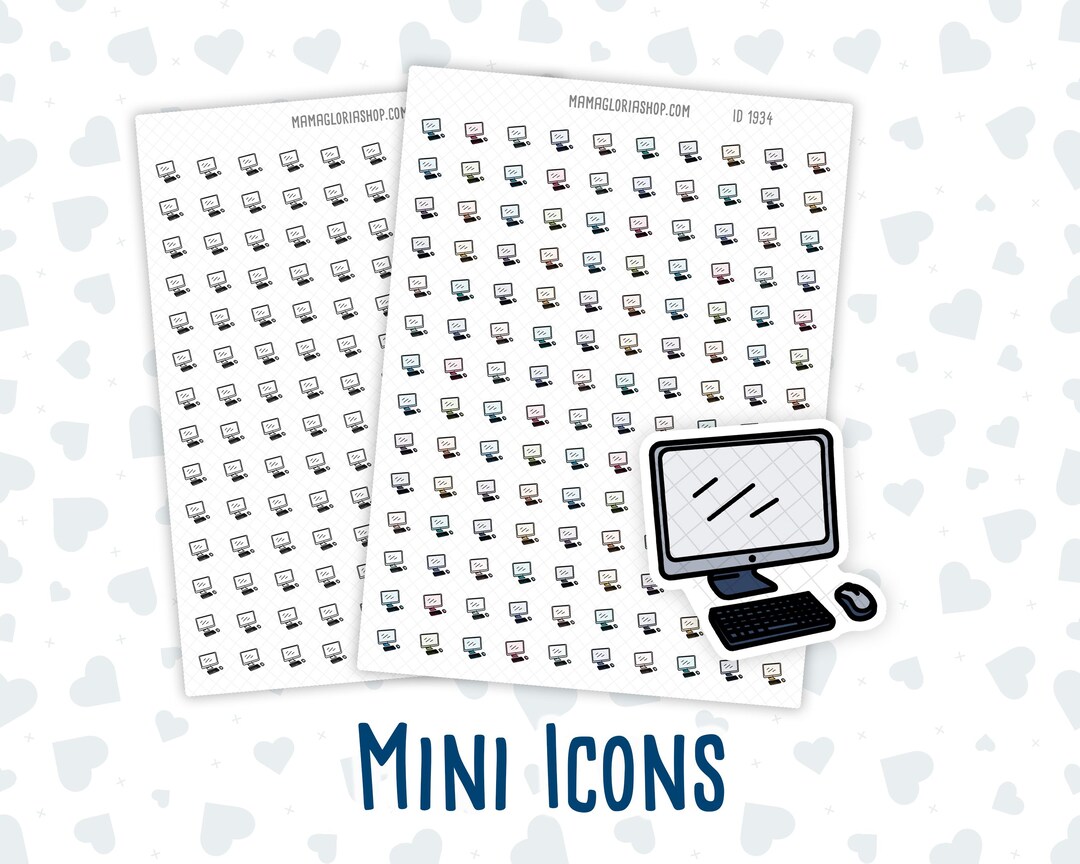 Computer Setup - Work Desk - Office - Doodle Icon-sticker - Etsy