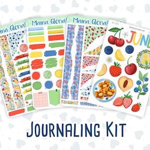 Op de afbeelding: Een set kleurrijke, printbare planner stickers met een juni-thema. De stickers bevatten een verscheidenheid aan ontwerpen, waaronder fruit, bloemen en bessen. De stickers zijn perfect om een vleugje whimsy aan je planner toe te voegen.
