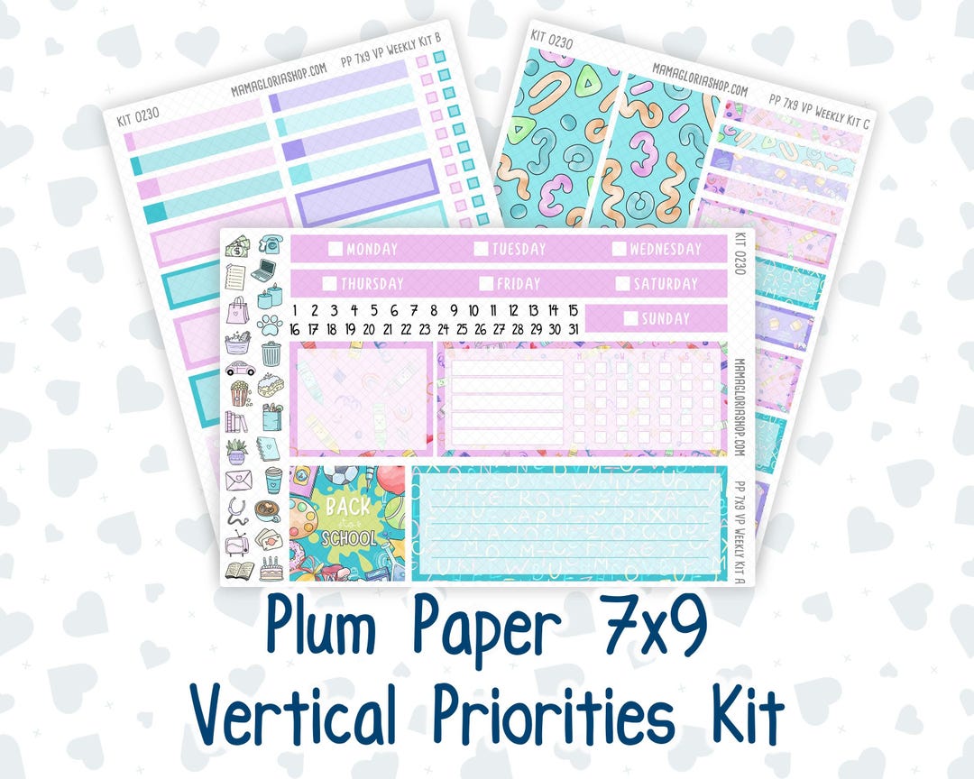 Kit 0230 - 7x9 - Vertical Priorities - Plum Paper - Weekly Kit - August ...