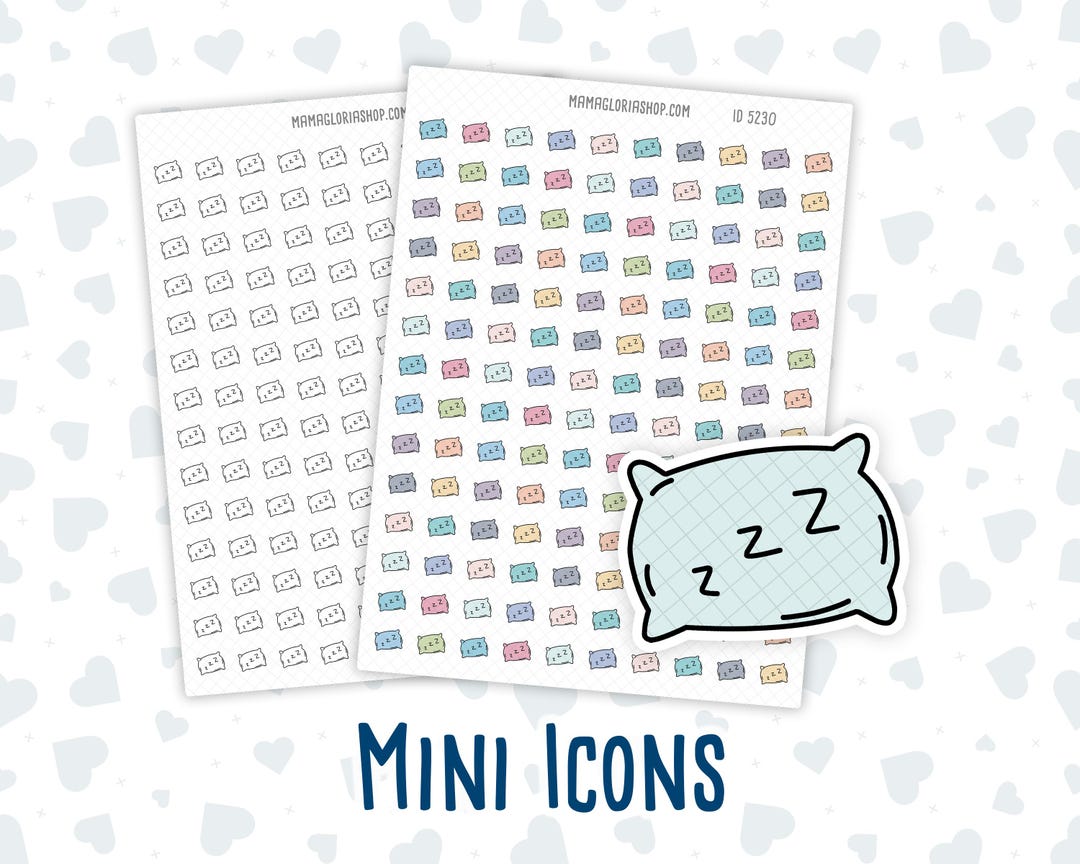 Sleep Pattern Stickers Sleep Tracker - Sleep-in - Pillow - Doodle Icon Sticker - Etsy