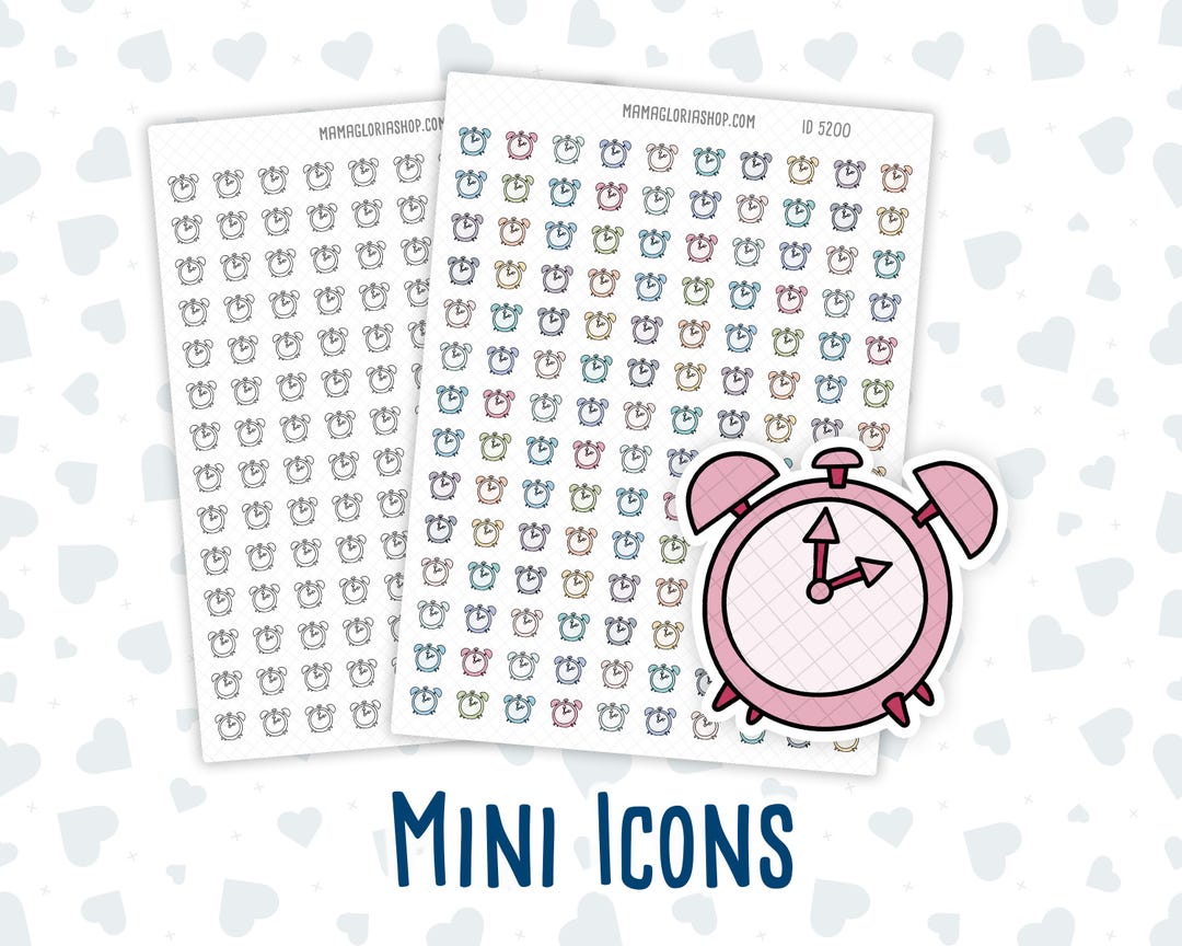Alarm Clock - Set Alarm - Morning Routine - Doodle Icon Sticker - Etsy