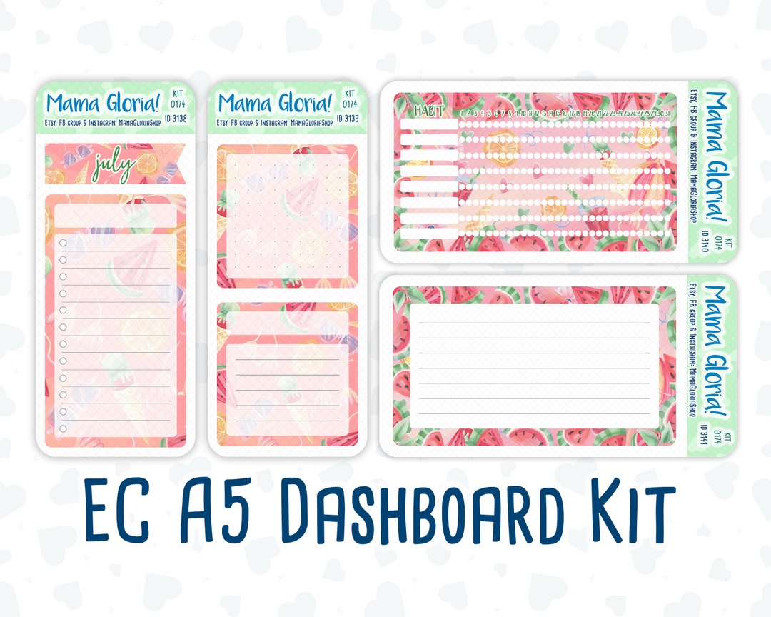 Kit 0174 A5 Summer Splash July Summer Notes Pages Dashboard Kit ...
