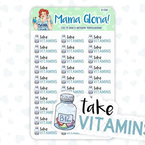 Take Vitamins Text Stickers for Planners ID 0180 - Etsy