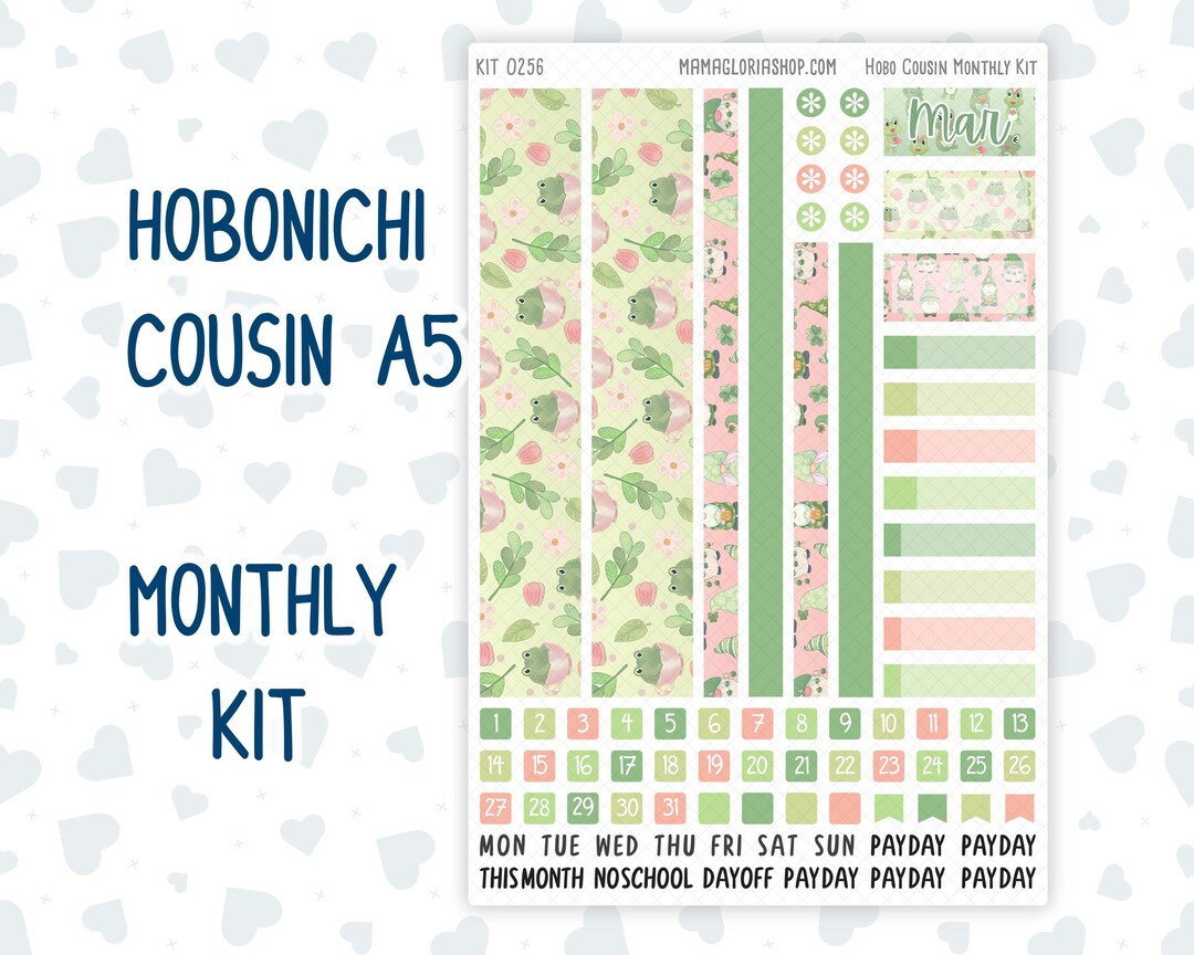 Kit 0256 - Hobonichi Cousin - Monthly Kit - March - Froggy Luck - 1.3 ...