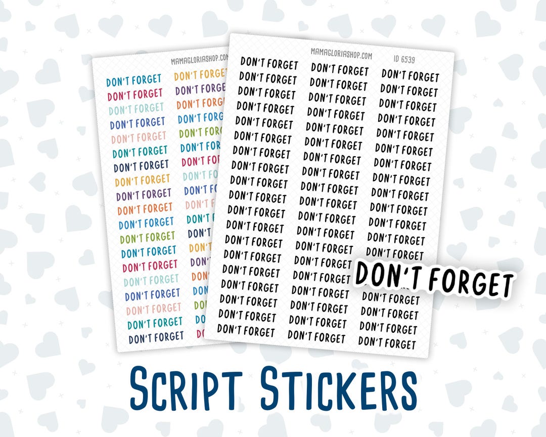 Don't Forget - Script Stickers for Planners - Headers - Etsy