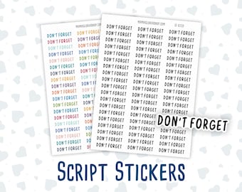 Don't Forget - Script Stickers For Planners - Headers
