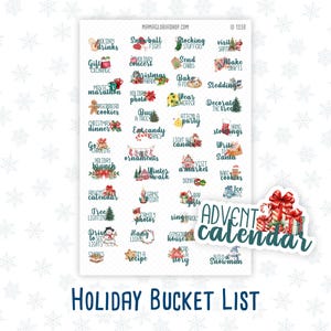 Liste des fêtes - Autocollants avec texte et icônes pour agenda - Noël