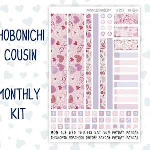 Kit 0204 Hobonichi Cousin – Mensual – Columnas de 1,3” de ancho – Jardín de San Valentín – Febrero