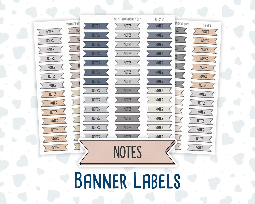 Notes - Banner Label Stickers - Functional - for Planners – Wild Sage ...