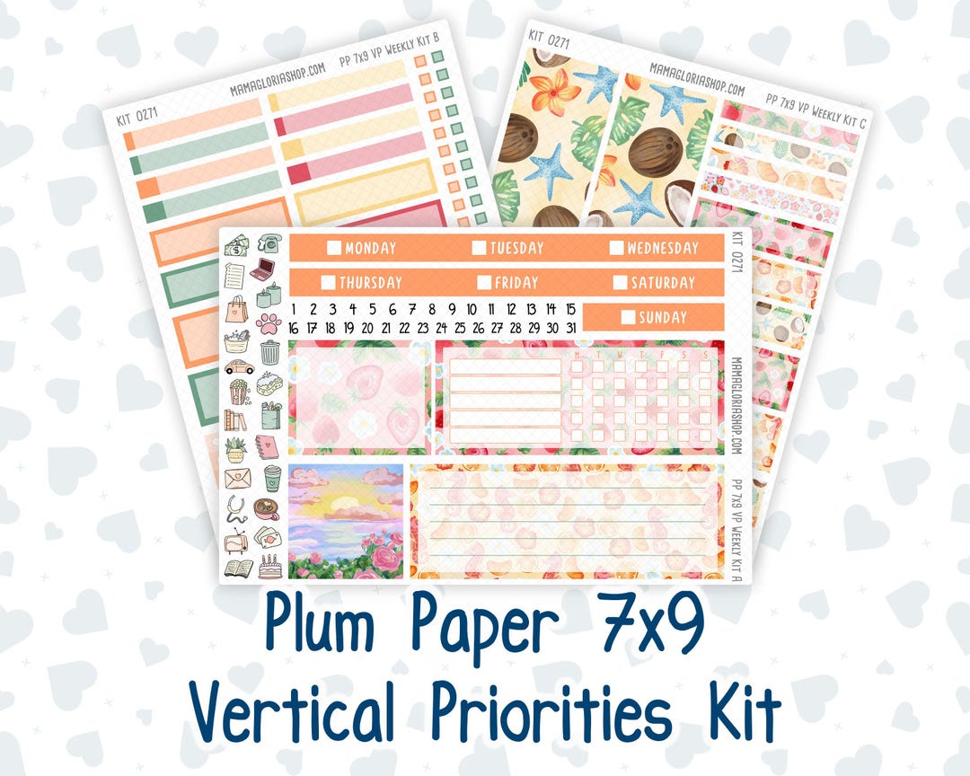 Kit 0271 - 7x9 - Vertical Priorities - Plum Paper - Weekly Kit - June ...