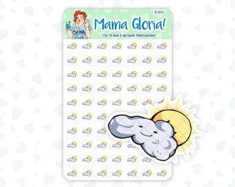 Partly cloudy weather stickers for planners, ID 0025