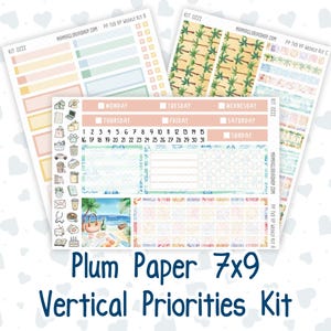 Kit 0222 - 7x9 - Vertical Priorities - Plum Paper - Weekly Kit - June - Beach Day