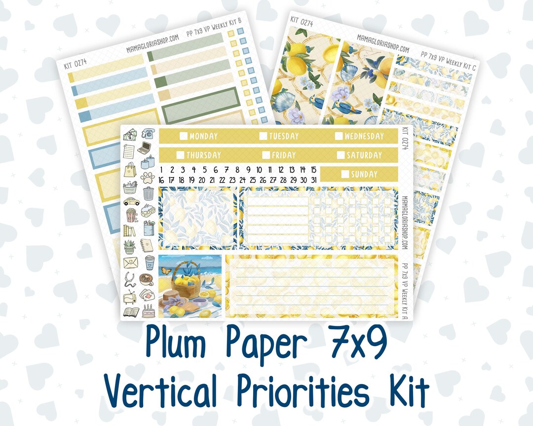 Kit 0274 - 7x9 - Vertical Priorities - Plum Paper - Weekly Kit - July ...