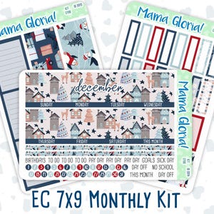Kit 0198-7 x 9 - maandelijks - vakantiedorp - december - kerstmis - voor planners