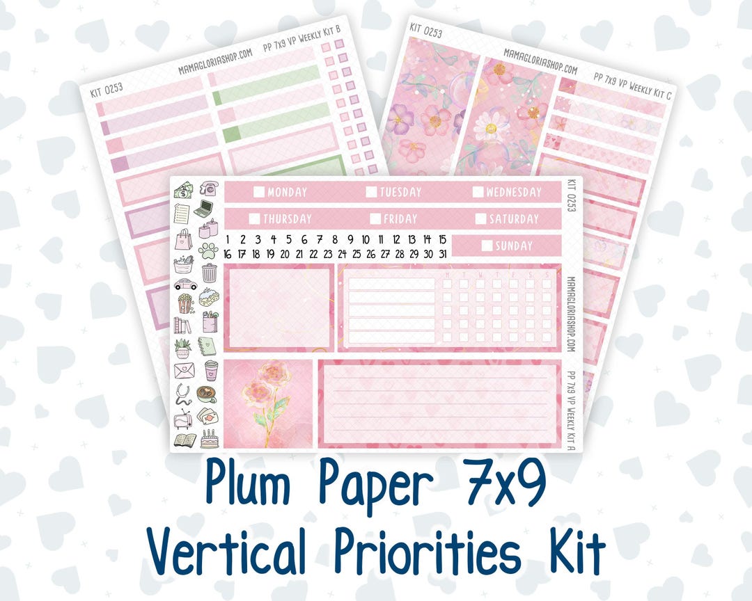 Kit 0253 - 7x9 - Vertical Priorities - Plum Paper - Weekly Kit ...