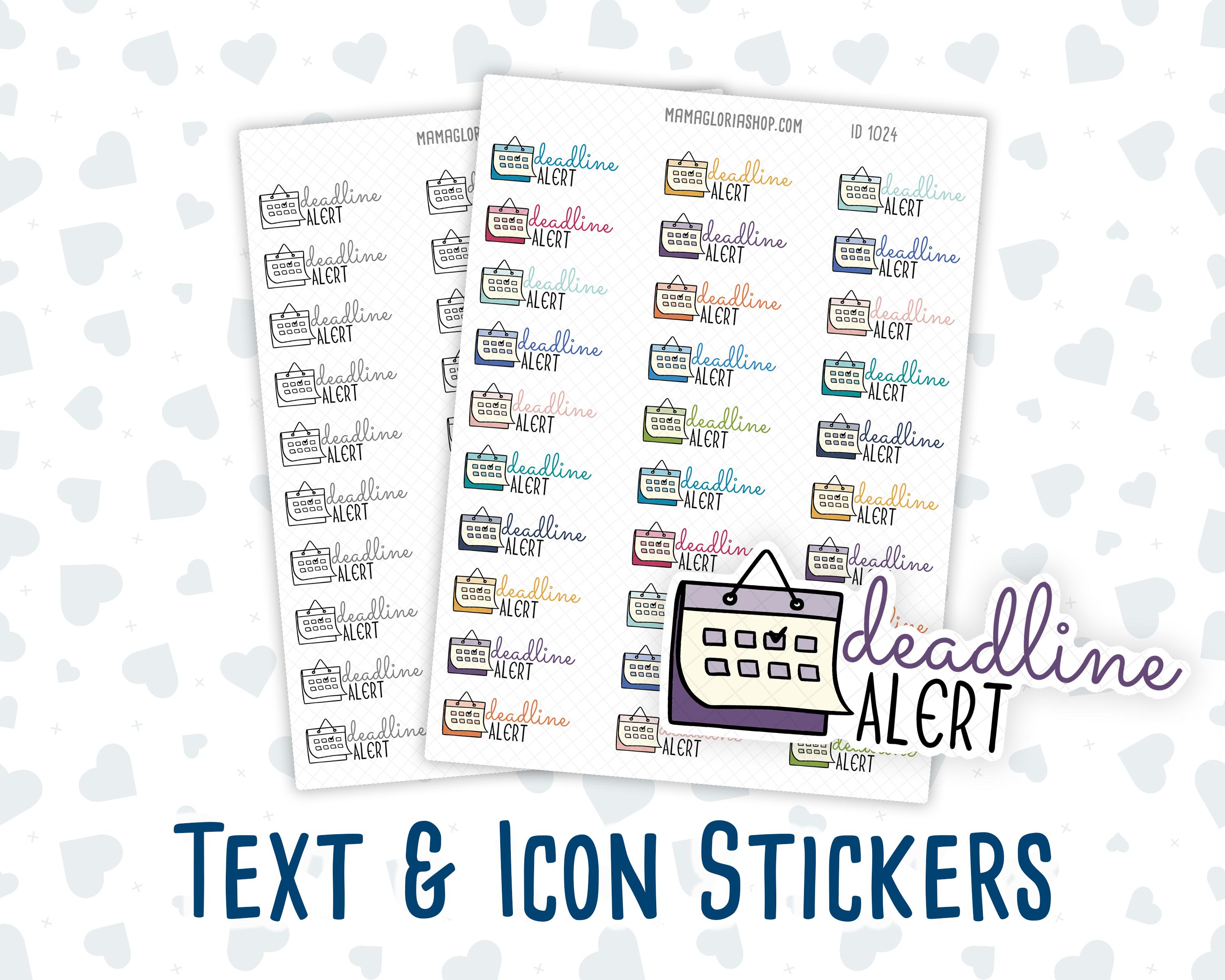 Deadline Alert - Text Sticker With Icon - Etsy
