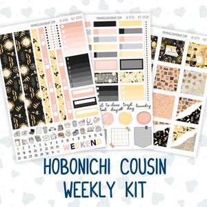 Kit 0200 Hobonichi Cousin – Kit semanal – Columnas de 1,3” de ancho – Hora dorada – Enero – Año nuevo