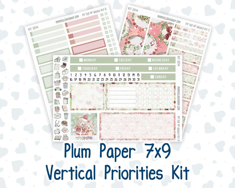 Kit 0244 - 7x9 - Vertical Priorities - Plum Paper - Weekly Kit ...